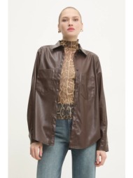 πουκάμισο answear lab χρώμα: καφέ 65% πολυεστέρας, 35% poliuretan