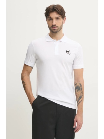 βαμβακερό μπλουζάκι πόλο karl lagerfeld χρώμα άσπρο