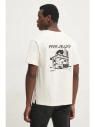 βαμβακερό μπλουζάκι pepe jeans dalton tee ανδρικό, χρώμα: μπεζ, pm509722 100% βαμβάκι