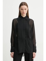 μεταξωτό πουκάμισο a.l.c. χρώμα: μαύρο, 5tops01754 100% μετάξι