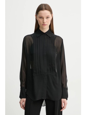 μεταξωτό πουκάμισο a.l.c. χρώμα μαύρο, 5tops01754 100%