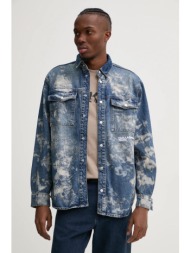 τζιν πουκάμισο karl lagerfeld jeans ανδρικό, χρώμα: μπλε, a1m16013 κύριο υλικό: 100% ανακυκλωμένο βα