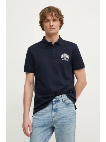 βαμβακερό μπλουζάκι πόλο tommy hilfiger χρώμα ναυτικό