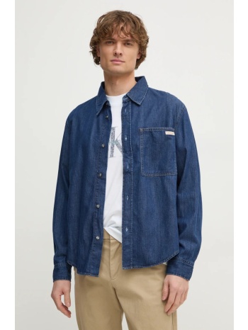 τζιν πουκάμισο calvin klein jeans ανδρικό, χρώμα μπλε