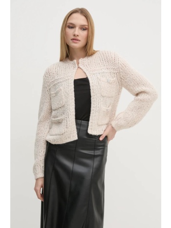 ζακέτα από μίγμα μαλλιού oui χρώμα μπεζ, 90614 58%