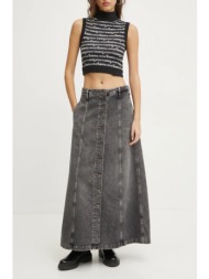 τζιν φούστα tommy jeans χρώμα: γκρι, dw0dw19799 99% βαμβάκι, 1% σπαντέξ