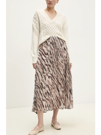 φούστα answear lab χρώμα καφέ 100% πολυεστέρας