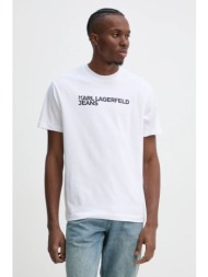 βαμβακερό μπλουζάκι karl lagerfeld jeans ανδρικό, χρώμα: άσπρο, a1m17002 100% οργανικό βαμβάκι