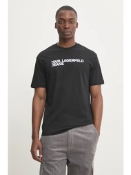 βαμβακερό μπλουζάκι karl lagerfeld jeans ανδρικό, χρώμα: μαύρο, a1m17002 100% οργανικό βαμβάκι