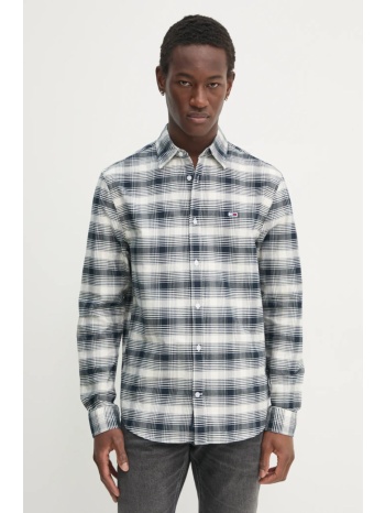 πουκάμισο tommy jeans χρώμα ναυτικό μπλε, dm0dm21096 100%