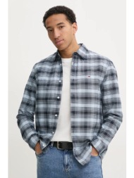 πουκάμισο tommy jeans χρώμα: ναυτικό μπλε, dm0dm21096 100% βαμβάκι