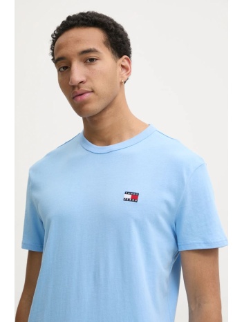 βαμβακερό μπλουζάκι tommy jeans ανδρικό, χρώμα μπλε