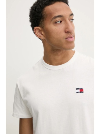 βαμβακερό μπλουζάκι tommy jeans ανδρικό, χρώμα μπεζ