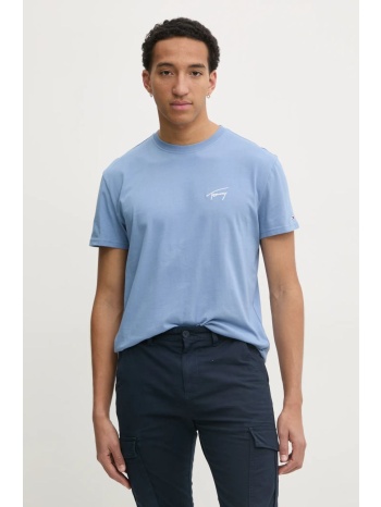 βαμβακερό μπλουζάκι tommy jeans ανδρικό, χρώμα μπλε
