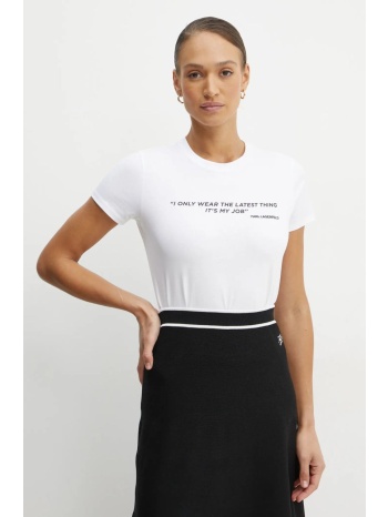 βαμβακερό μπλουζάκι karl lagerfeld γυναικείο, χρώμα άσπρο