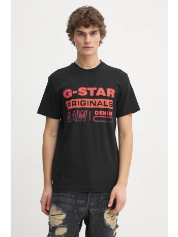 βαμβακερό μπλουζάκι g-star raw ανδρικό, χρώμα μαύρο
