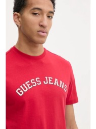 μπλουζάκι guess jeans χρώμα: κόκκινο, m5ri75 k8fq4 100% βαμβάκι