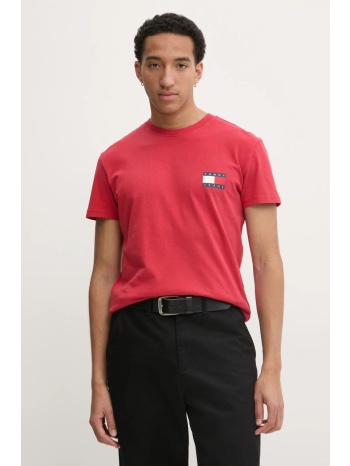 μπλουζάκι tommy jeans χρώμα κόκκινο, dm0dm20346 100%