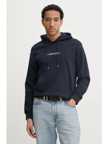 μπλούζα guess jeans χρώμα ναυτικό μπλε, με κουκούλα