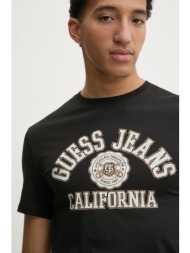 μπλουζάκι guess jeans χρώμα: μαύρο, m5ri80 k8hm0 100% βαμβάκι
