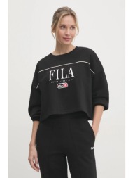 μπλούζα fila lewistown χρώμα: μαύρο, faw0912 80% βαμβάκι, 20% πολυεστέρας