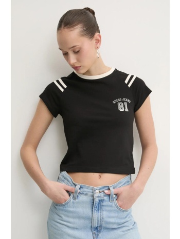 μπλουζάκι guess jeans χρώμα μαύρο, w5ri53 j1314 95%