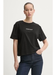 βαμβακερό μπλουζάκι guess jeans γυναικείο, χρώμα: μαύρο, w5ri42 k8hm0 100% βαμβάκι