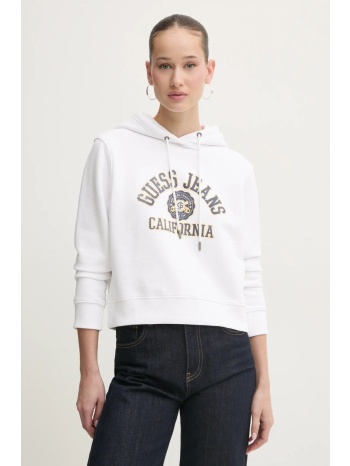 βαμβακερή μπλούζα guess jeans γυναικεία, χρώμα άσπρο, με