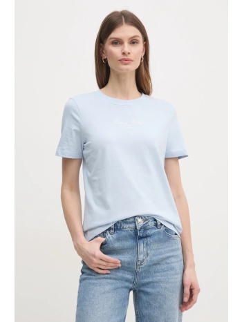 βαμβακερό μπλουζάκι tommy hilfiger γυναικείο, χρώμα μπλε