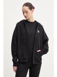 βαμβακερή μπλούζα hugo γυναικεία, χρώμα: μαύρο, με κουκούλα, 50535240 100% βαμβάκι