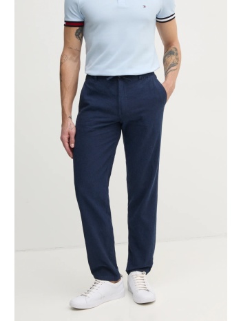 λινό παντελόνι lindbergh χρώμα ναυτικό μπλε, 30-008023 55%