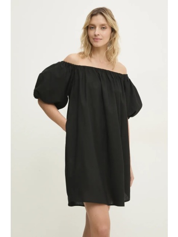 φόρεμα με λινό answear lab χρώμα μαύρο κύριο υλικό 70%