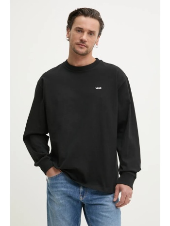 βαμβακερή μπλούζα με μακριά μανίκια vans χρώμα μαύρο