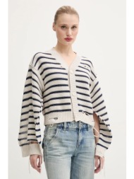 βαμβακερή ζακέτα mm6 maison margiela χρώμα: μπεζ, s52hp0025 100% βαμβάκι