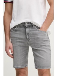 τζιν σορτς tommy hilfiger χρώμα: γκρι, mw0mw39222 99% βαμβάκι, 1% σπαντέξ