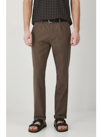 λινό παντελόνι medicine χρώμα καφέ 55% λινό, 45% βαμβάκι