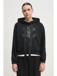 βαμβακερή μπλούζα joop! γυναικεία, χρώμα: μαύρο, με κουκούλα, 30046176 100% βαμβάκι