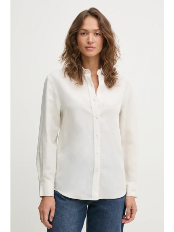 πουκάμισο με μείγμα από λινό calvin klein χρώμα μπεζ