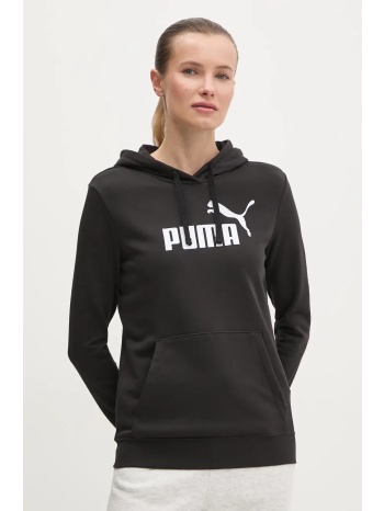 μπλούζα puma χρώμα μαύρο, με κουκούλα, 682390 κύριο υλικό