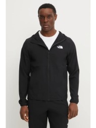 αθλητική μπλούζα the north face woven χρώμα: μαύρο, με κουκούλα, nf0a8cs7jk31 υλικό 1: 86% πολυεστέρ