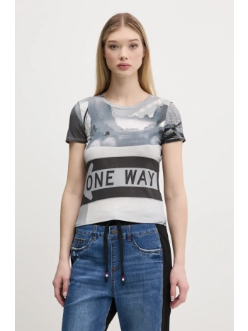 μπλουζάκι desigual potomac χρώμα γκρι, 25swtka0 95%