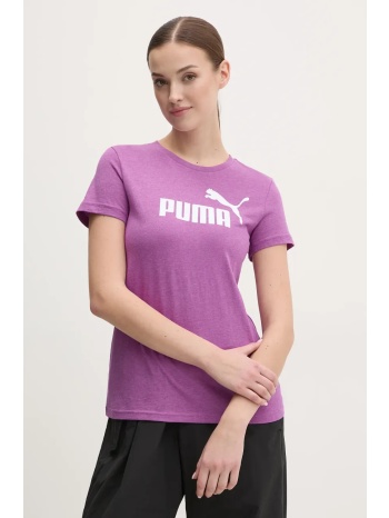 βαμβακερό μπλουζάκι puma γυναικείο, χρώμα μοβ, 684969