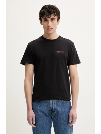βαμβακερό μπλουζάκι tommy jeans ανδρικό, χρώμα μαύρο