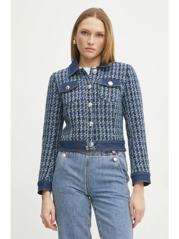 μπουφάν από μίγμα μαλλιού morgan viki χρώμα μπλε, viki