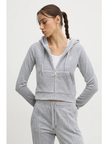 μπλούζα juicy couture χρώμα γκρι, με κουκούλα, jcwa122001