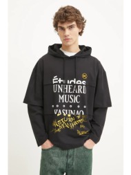 βαμβακερή μπλούζα études studio χρώμα: μαύρο, με κουκούλα, h24mctsh195 100% οργανικό βαμβάκι