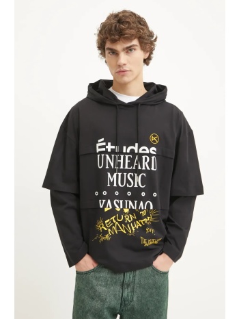 βαμβακερή μπλούζα études studio χρώμα μαύρο, με κουκούλα