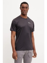 αθλητικό μπλουζάκι jack wolfskin tech χρώμα: μαύρο, a63293 100% ανακυκλωμένος πολυεστέρας