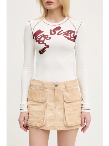 φούστα diesel de-ton skirt χρώμα μπεζ, a15784.09l26 100%