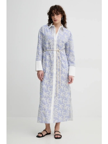 βαμβακερό φόρεμα munthe filira χρώμα μπλε, 251134625136